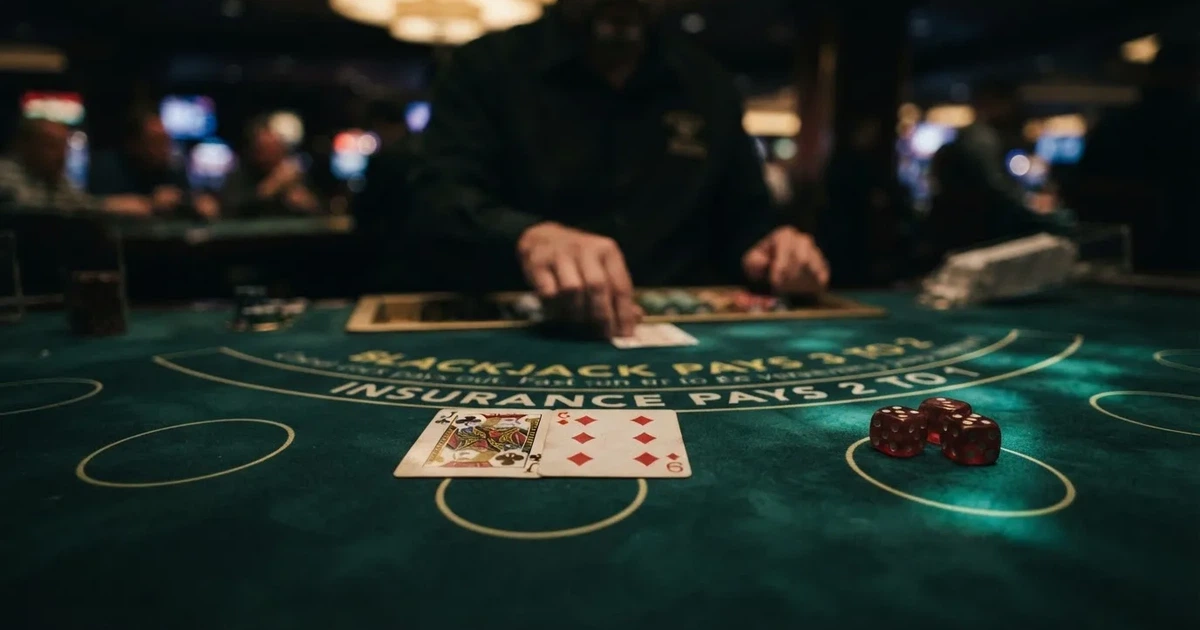 Zaruri roșii pe marginea unei mese de craps, sub o lumină verzuie — live blackjack în românia